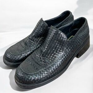 Vintage Cole Haan Black Woven Leather Loafers Size 7 | Classic & Comfortable